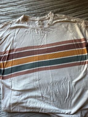 Cream Stripe Crew Neck sweatshirt with Multicolor Bands